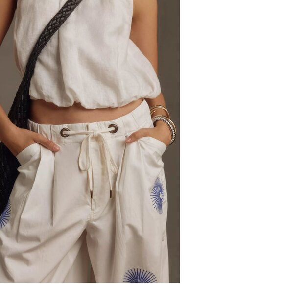 Anthropologie Pilcro The Slacker Embroidered Parachute Pants new nwt size L - Picture 2 of 7